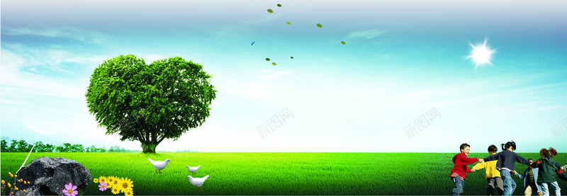 公益广告环保psd免抠素材_88icon https://88icon.com 公益广告 地产广告 爱心树 环保 草地