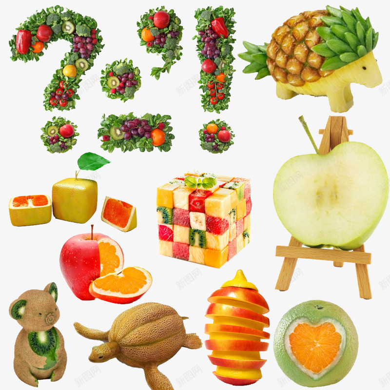 创意水果造型png免抠素材_88icon https://88icon.com 水果动物造型 水果拼图 水果符号