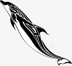 手绘黑白海豚矢量图素材