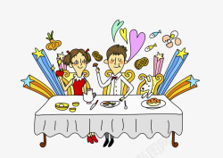 餐厅吃饭的情侣图素材