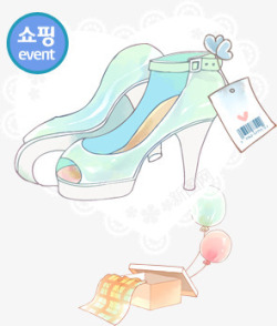手绘卡通漫画高跟鞋造型韩式素材