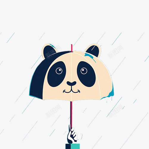 雨中的熊猫伞psd免抠素材_88icon https://88icon.com 下雨 可爱 熊猫伞 雨伞