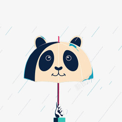 熊猫伞雨中的熊猫伞高清图片