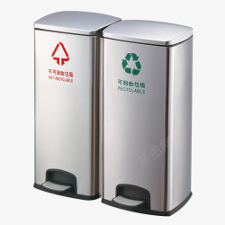 双分类脚踏不锈钢分类垃圾回收箱高清图片