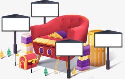 红色沙发样式家具城宣传素材