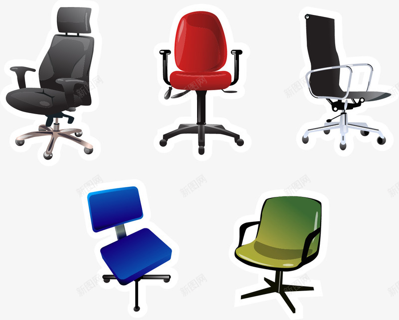 不同造型的办公椅png免抠素材_88icon https://88icon.com 会议室 办公区 办公椅