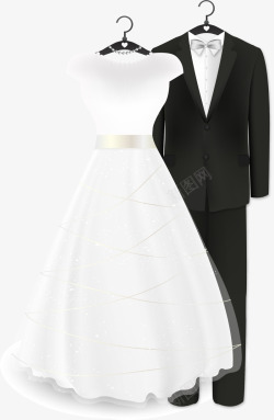 穿黑色西装的新郎新郎新娘新婚服饰高清图片