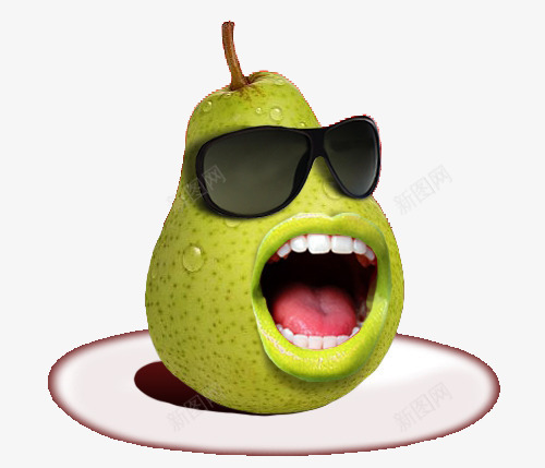 耍酷的梨png免抠素材_88icon https://88icon.com 人物造型 带眼镜 青色