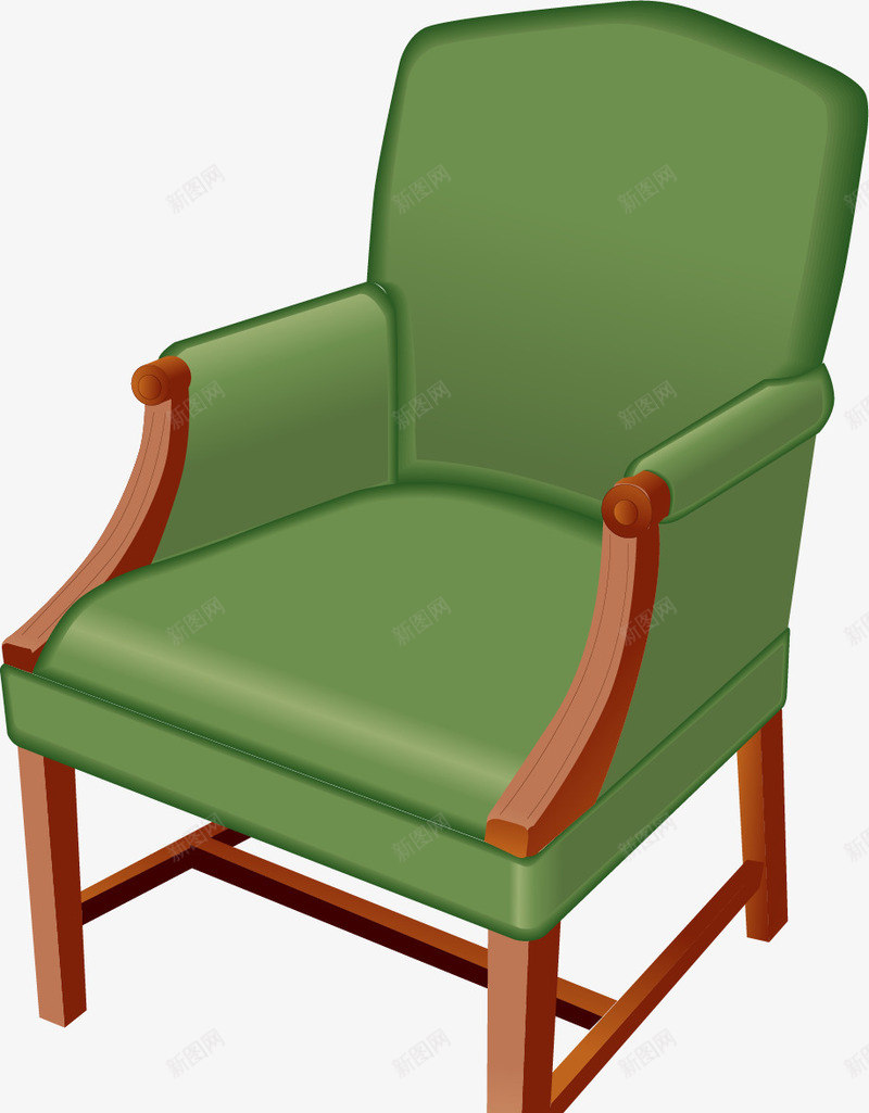 手绘绿色沙发矢量图ai免抠素材_88icon https://88icon.com 座椅 手绘 绿色沙发 矢量图