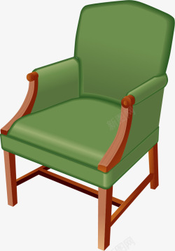 手绘绿色沙发矢量图素材