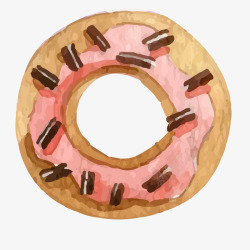 水彩手绘甜甜圈矢量图素材