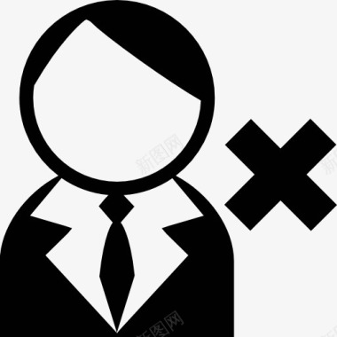男性用户的西装领带和取消符号图标图标