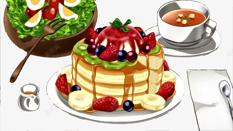 手绘美食餐点png免抠素材_88icon https://88icon.com waffle 华夫饼 手绘 甜品 甜点 美食 餐点