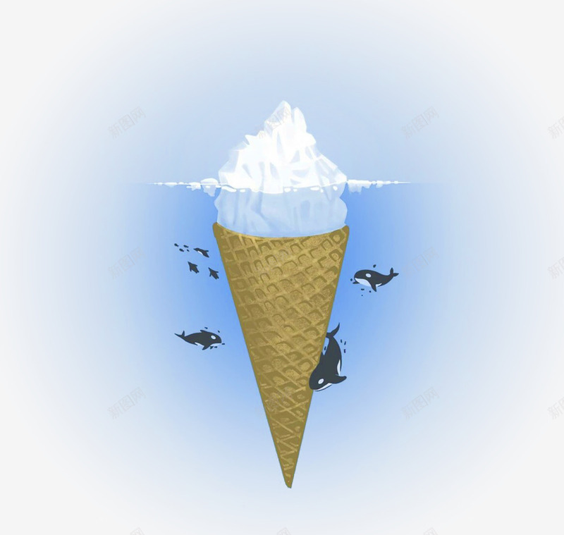 清晰创意图psd免抠素材_88icon https://88icon.com 冰山 冰淇淋 创意 可爱 小清新 模型 海豚