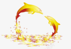金色海豚跳跃矢量图素材