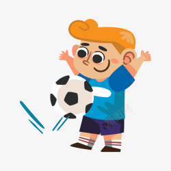 拍打足球的卡通男孩素材