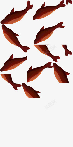 红色卡通剪影海豚素材