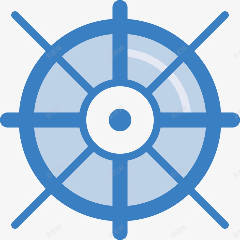 蓝色方向船舵矢量图ai免抠素材_88icon https://88icon.com 圆形 大洋 方向 航海 舵手 蓝色 贸易 矢量图