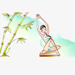 运动瑜伽卡通美女6素材