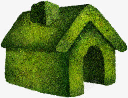 创意绿色植被房子造型素材