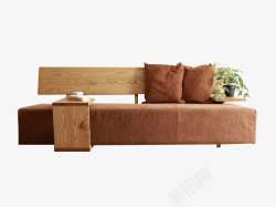 褐色沙发实木原木沙发高清图片