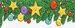 彩色卡通星星小球圣诞边框素材