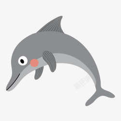 世界海洋日灰色海豚矢量图素材