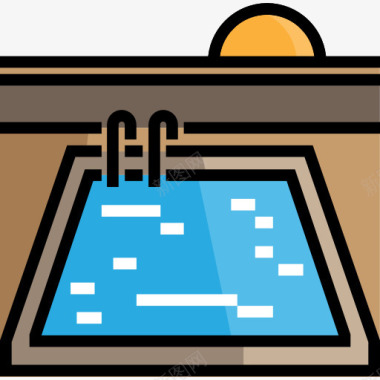 游泳的河马游泳池图标图标