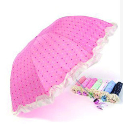 粉色卡通可爱波点雨伞素材