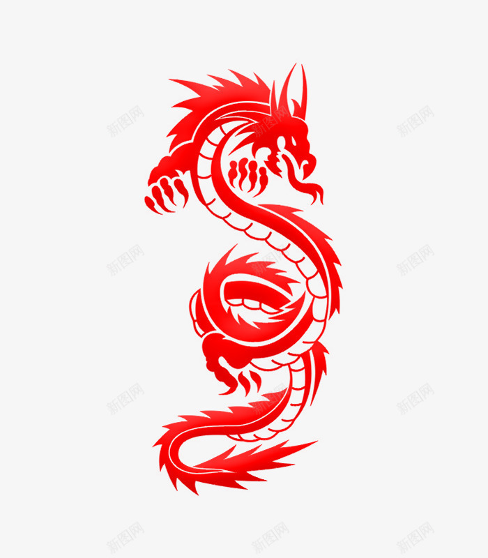 简约经典中国龙剪纸广告png免抠素材_88icon https://88icon.com 中国龙 剪纸样式 剪纸设计 广告设计 海报设计 红色中国龙