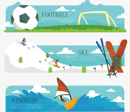 足球冲浪插画海报矢量图背景