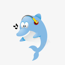 蓝色海豚音乐矢量图素材