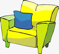 卡通黄绿色沙发素材