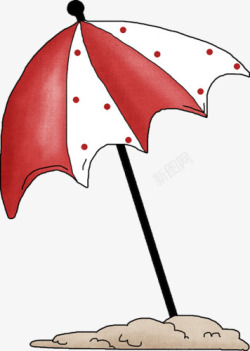 红色卡通雨伞素材