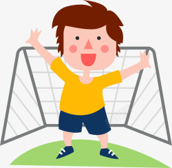 卡通男孩守门员足球装饰图案素材