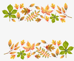 手绘秋季枯黄树叶装饰矢量图素材