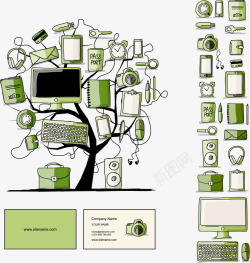 数码办公设备矢量图素材