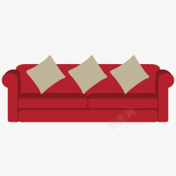 红色靠背沙发矢量图素材