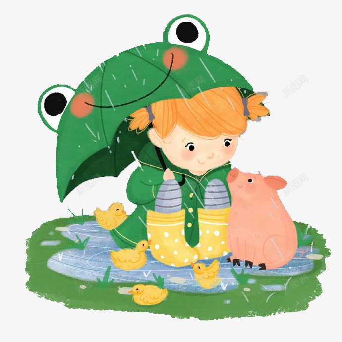 撑着雨伞的女孩png免抠素材_88icon https://88icon.com 下雨 遮雨 雨伞 青蛙