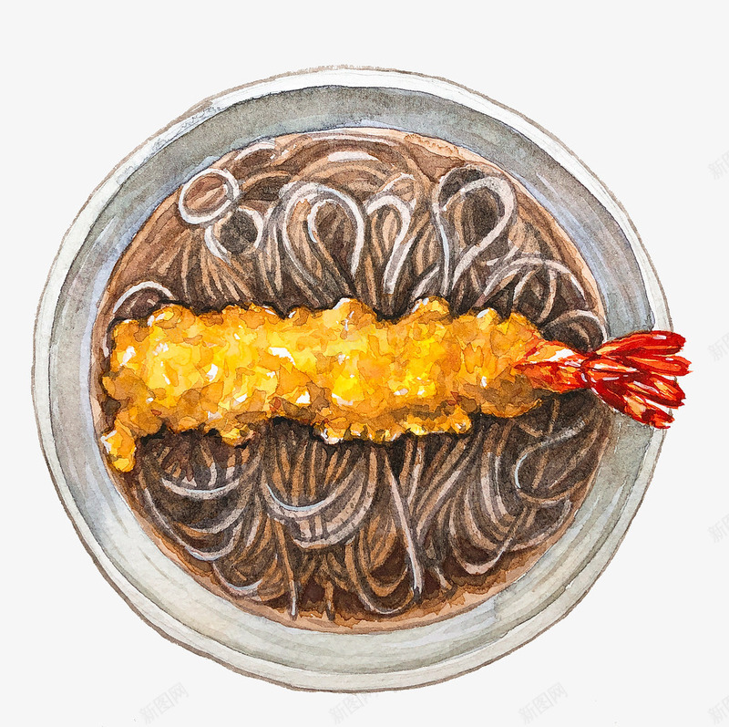 手絵炸蝦拉麵png免抠素材_88icon https://88icon.com 卡通 手絵 甜品 食物