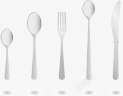 手绘不锈钢餐具刀叉勺子素材
