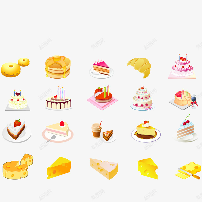 可爱卡通甜点蛋糕矢量图ai免抠素材_88icon https://88icon.com 卡通 可爱 甜点 蛋糕 矢量图