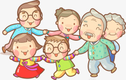 卡通韩国幸福一家人素材