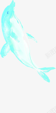 蓝色海豚手绘背景png免抠素材_88icon https://88icon.com 海豚 背景 蓝色