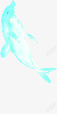 蓝色海豚手绘背景素材