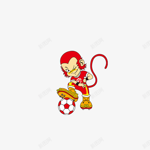 猴子踢足球png免抠素材_88icon https://88icon.com 2016 卡通 新年 猴年