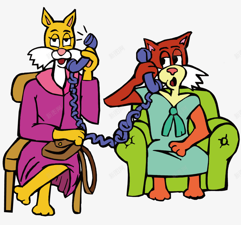打电话的动物矢量图ai免抠素材_88icon https://88icon.com 动物 卡通 坐在沙发上的动物 打电话 打电话的小动物 电话 矢量图