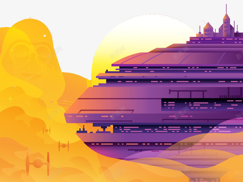 大船png免抠素材_88icon https://88icon.com 一艘船 山 插图 插画 紫色的船 航海 装饰画 黄色