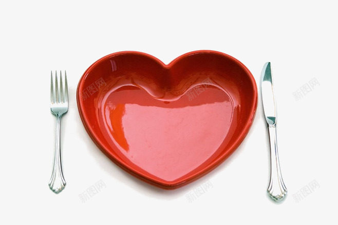 红色心形餐具png免抠素材_88icon https://88icon.com 叉子 心形 牛排刀 盘子 红色 西餐 餐具