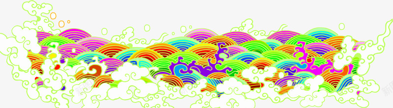 彩色创意手绘浪花造型png免抠素材_88icon https://88icon.com 创意 彩色 浪花 造型